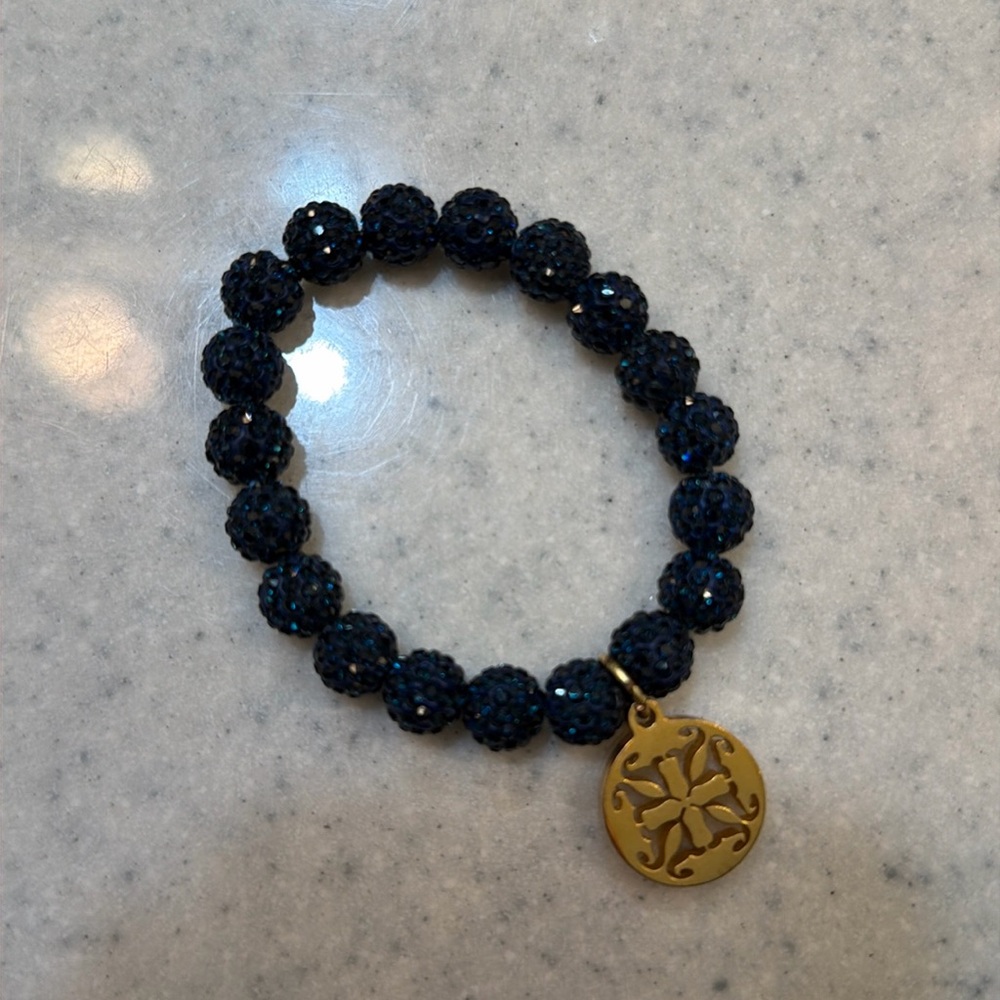 Rustic Cuff blue bead bracelet